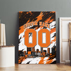 Personalised Perth Scorchers Cricket Fan Pride Canvas Wall Art Dynamic Flaming Dragon Art With Perth City Skyline