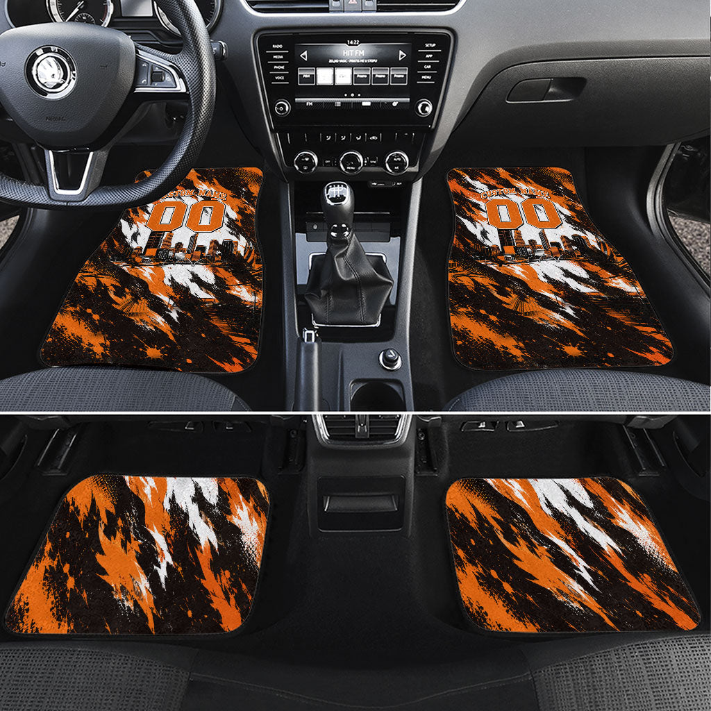 Personalised Perth Scorchers Cricket Fan Pride Car Mats Dynamic Flaming Dragon Art With Perth City Skyline