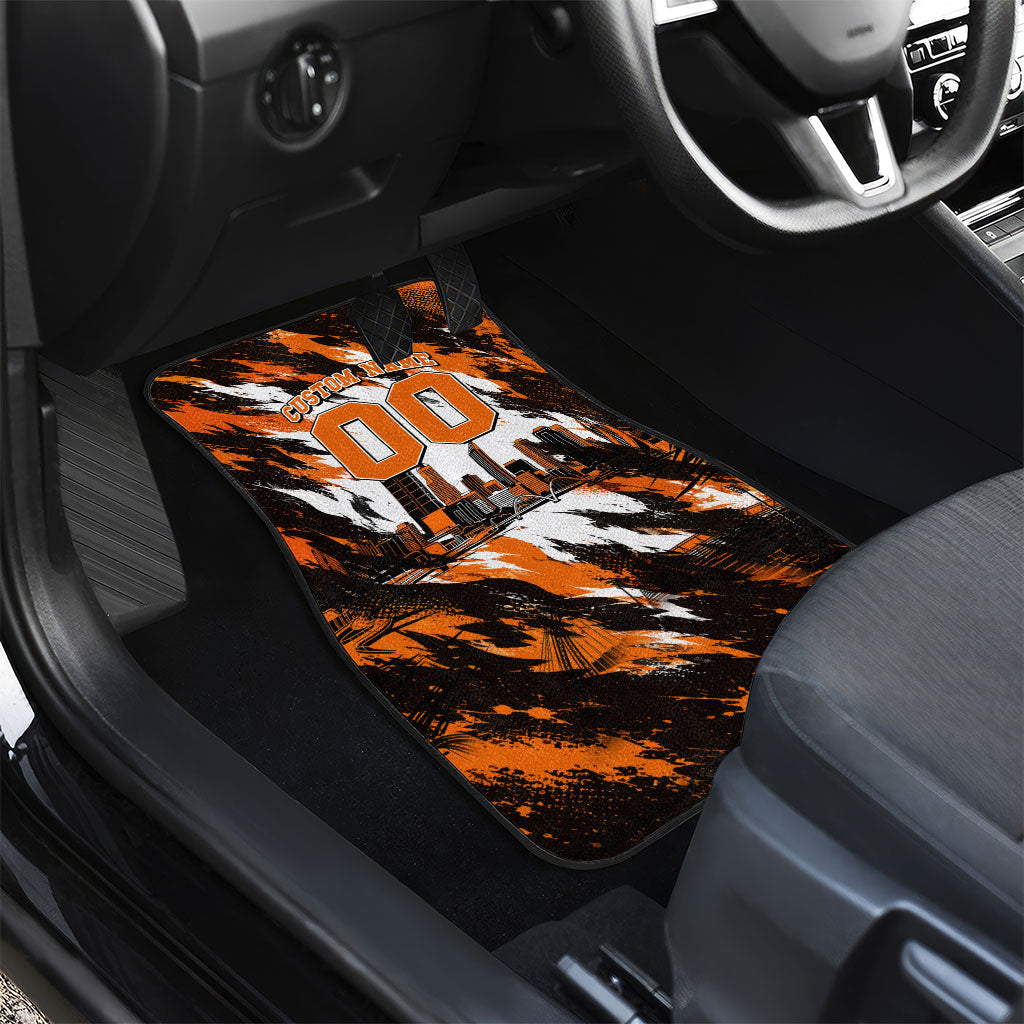 Personalised Perth Scorchers Cricket Fan Pride Car Mats Dynamic Flaming Dragon Art With Perth City Skyline