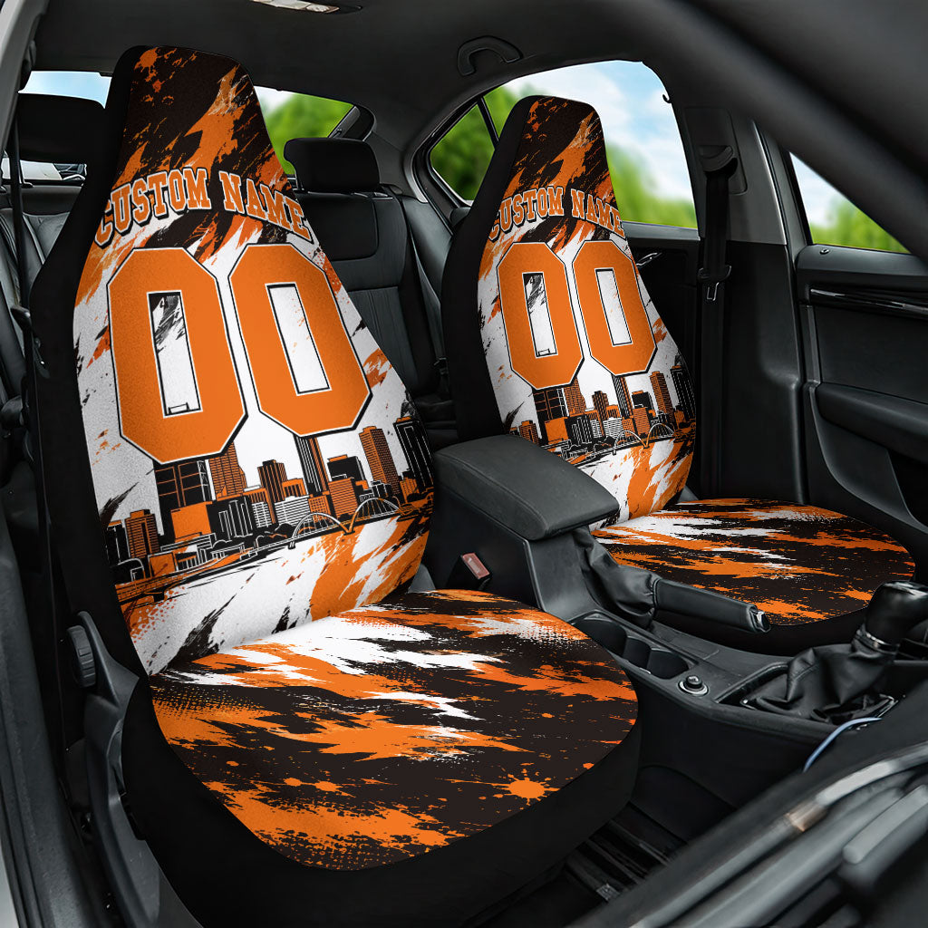 Personalised Perth Scorchers Cricket Fan Pride Car Seat Cover Dynamic Flaming Dragon Art With Perth City Skyline