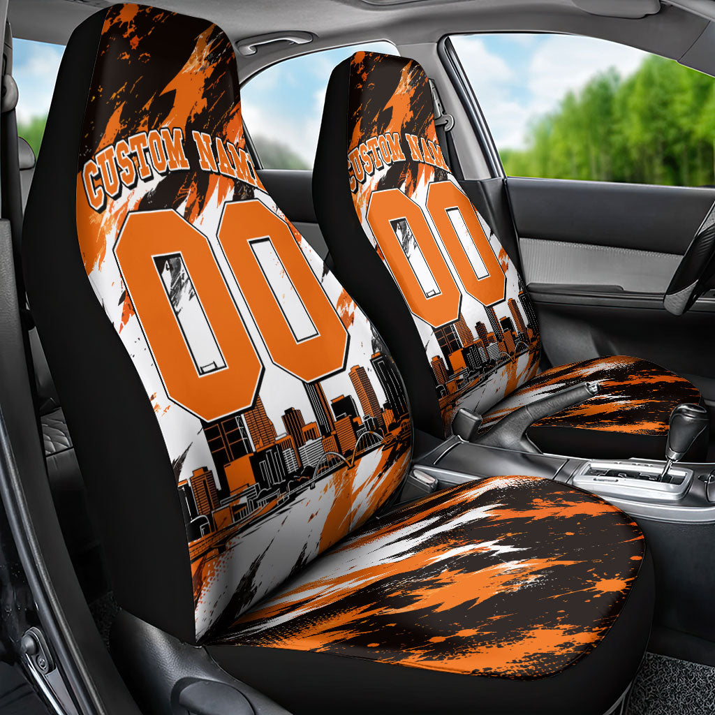 Personalised Perth Scorchers Cricket Fan Pride Car Seat Cover Dynamic Flaming Dragon Art With Perth City Skyline