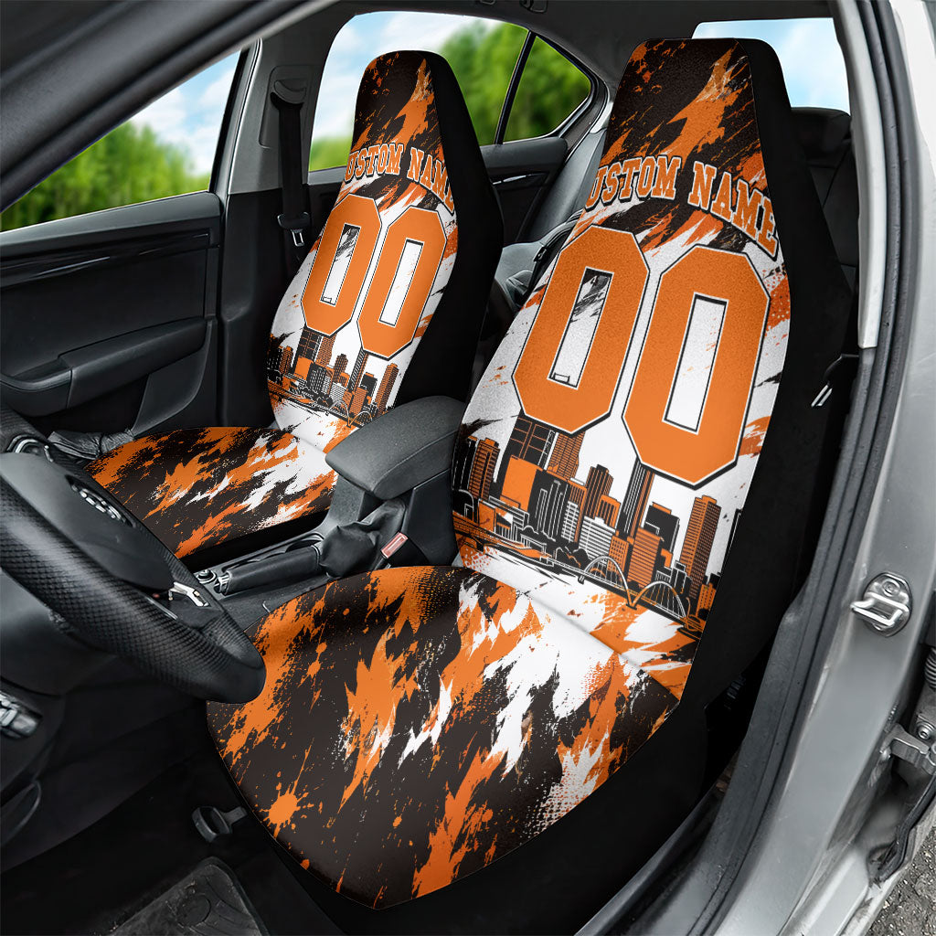 Personalised Perth Scorchers Cricket Fan Pride Car Seat Cover Dynamic Flaming Dragon Art With Perth City Skyline