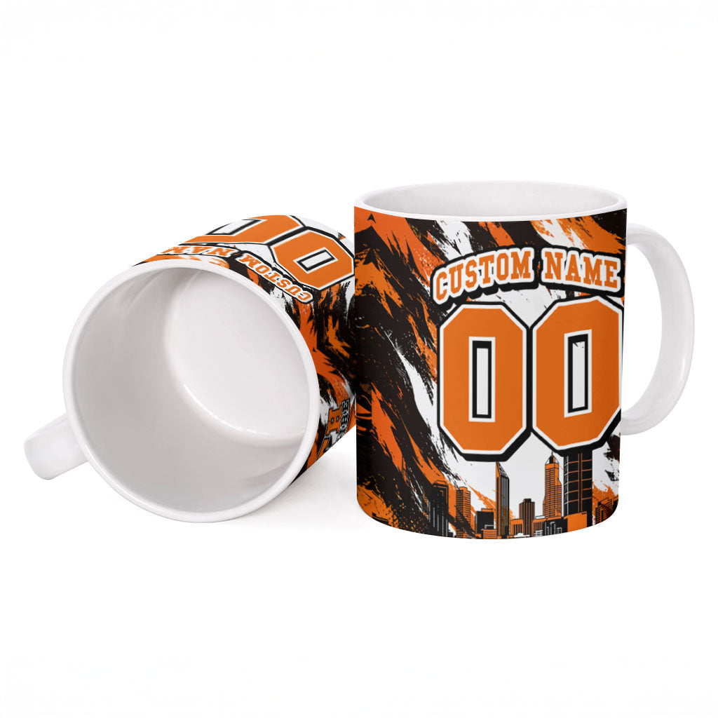 Personalised Perth Scorchers Cricket Fan Pride Ceramic Mug Dynamic Flaming Dragon Art With Perth City Skyline