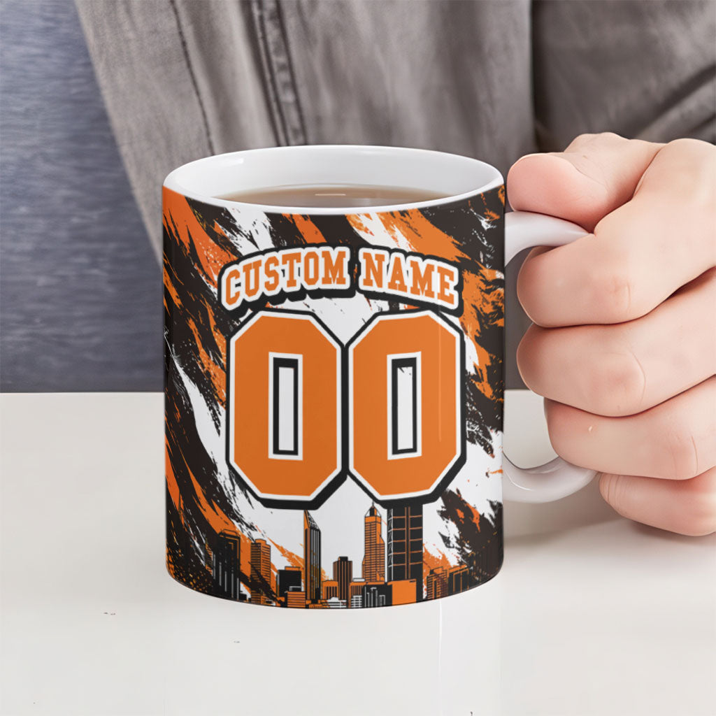 Personalised Perth Scorchers Cricket Fan Pride Ceramic Mug Dynamic Flaming Dragon Art With Perth City Skyline