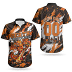 Personalised Perth Scorchers Cricket Fan Pride Couples Matching Mermaid Dress and Hawaiian Shirt Dynamic Flaming Dragon Art With Perth City Skyline