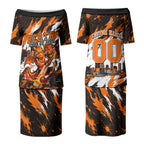 Personalised Perth Scorchers Cricket Fan Pride Couples Matching Puletasi and Hawaiian Shirt Dynamic Flaming Dragon Art With Perth City Skyline