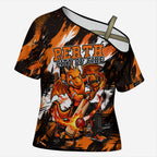 Personalised Perth Scorchers Cricket Fan Pride Cross Shoulder Shirt Dynamic Flaming Dragon Art With Perth City Skyline