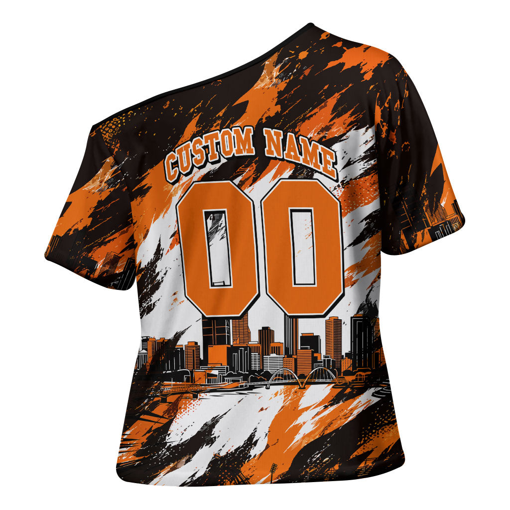 Personalised Perth Scorchers Cricket Fan Pride Cross Shoulder Shirt Dynamic Flaming Dragon Art With Perth City Skyline