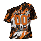Personalised Perth Scorchers Cricket Fan Pride Cross Shoulder Shirt Dynamic Flaming Dragon Art With Perth City Skyline