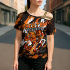 Personalised Perth Scorchers Cricket Fan Pride Cross Shoulder Shirt Dynamic Flaming Dragon Art With Perth City Skyline