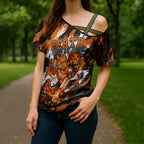 Personalised Perth Scorchers Cricket Fan Pride Cross Shoulder Shirt Dynamic Flaming Dragon Art With Perth City Skyline