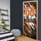 Personalised Perth Scorchers Cricket Fan Pride Door Cover Dynamic Flaming Dragon Art With Perth City Skyline