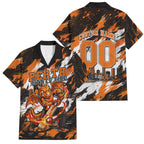 Personalised Perth Scorchers Cricket Fan Pride Family Matching Summer Maxi Dress and Hawaiian Shirt Dynamic Flaming Dragon Art With Perth City Skyline