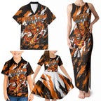 Personalised Perth Scorchers Cricket Fan Pride Family Matching Tank Maxi Dress and Hawaiian Shirt Dynamic Flaming Dragon Art With Perth City Skyline