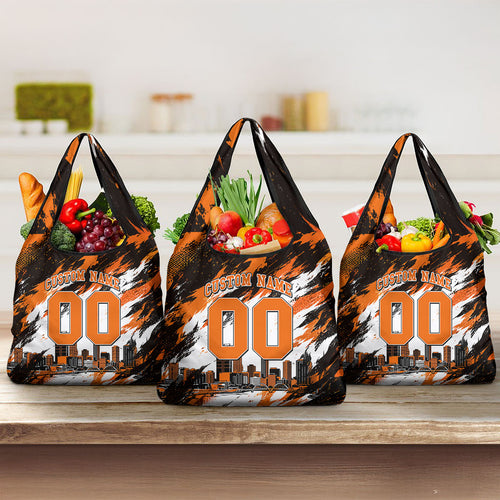 Personalised Perth Scorchers Cricket Fan Pride Grocery Bag Dynamic Flaming Dragon Art With Perth City Skyline