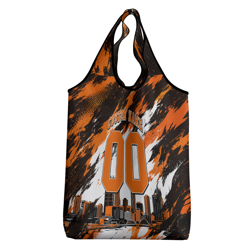 Personalised Perth Scorchers Cricket Fan Pride Grocery Bag Dynamic Flaming Dragon Art With Perth City Skyline