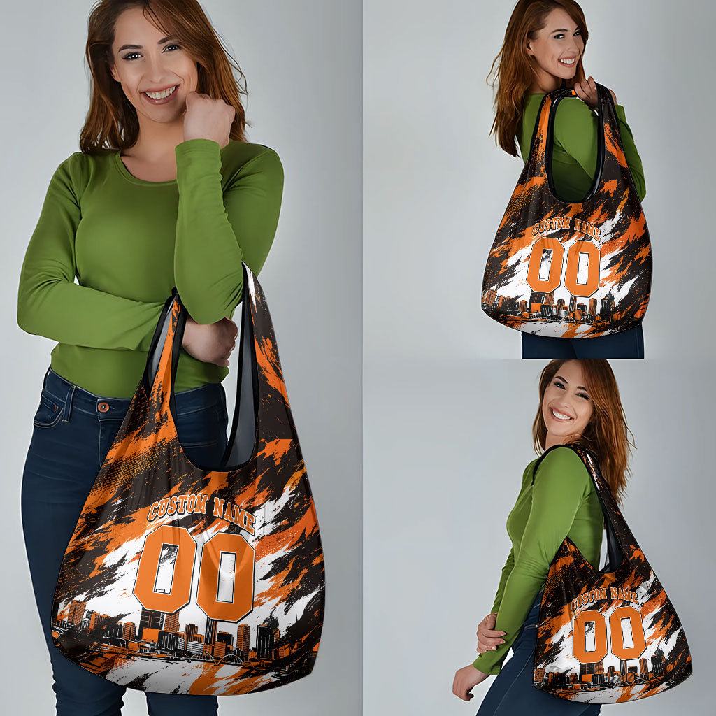 Personalised Perth Scorchers Cricket Fan Pride Grocery Bag Dynamic Flaming Dragon Art With Perth City Skyline