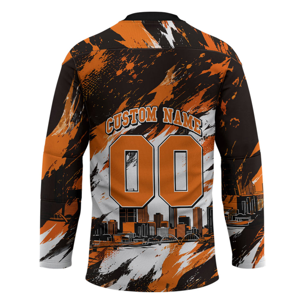Personalised Perth Scorchers Cricket Fan Pride Hockey Jersey Dynamic Flaming Dragon Art With Perth City Skyline
