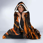 Personalised Perth Scorchers Cricket Fan Pride Hooded Blanket Dynamic Flaming Dragon Art With Perth City Skyline