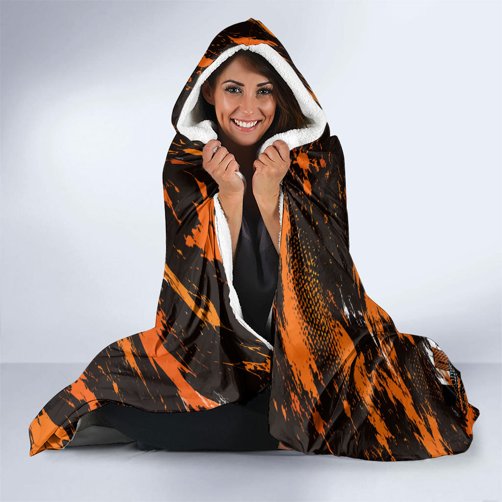 Personalised Perth Scorchers Cricket Fan Pride Hooded Blanket Dynamic Flaming Dragon Art With Perth City Skyline