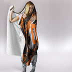 Personalised Perth Scorchers Cricket Fan Pride Hooded Blanket Dynamic Flaming Dragon Art With Perth City Skyline