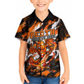 Personalised Perth Scorchers Cricket Fan Pride Kid Hawaiian Shirt Dynamic Flaming Dragon Art With Perth City Skyline