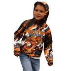 Personalised Perth Scorchers Cricket Fan Pride Kid Hoodie Dynamic Flaming Dragon Art With Perth City Skyline