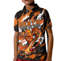 Personalised Perth Scorchers Cricket Fan Pride Kid Polo Shirt Dynamic Flaming Dragon Art With Perth City Skyline