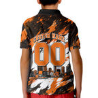 Personalised Perth Scorchers Cricket Fan Pride Kid Polo Shirt Dynamic Flaming Dragon Art With Perth City Skyline