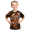 Personalised Perth Scorchers Cricket Fan Pride Kid T Shirt Dynamic Flaming Dragon Art With Perth City Skyline