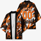 Personalised Perth Scorchers Cricket Fan Pride Kimono Dynamic Flaming Dragon Art With Perth City Skyline