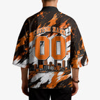 Personalised Perth Scorchers Cricket Fan Pride Kimono Dynamic Flaming Dragon Art With Perth City Skyline
