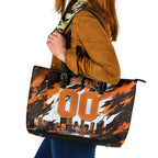 Personalised Perth Scorchers Cricket Fan Pride Leather Tote Bag Dynamic Flaming Dragon Art With Perth City Skyline