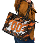 Personalised Perth Scorchers Cricket Fan Pride Leather Tote Bag Dynamic Flaming Dragon Art With Perth City Skyline