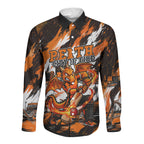Personalised Perth Scorchers Cricket Fan Pride Long Sleeve Button Shirt Dynamic Flaming Dragon Art With Perth City Skyline
