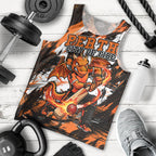 Personalised Perth Scorchers Cricket Fan Pride Men Tank Top Dynamic Flaming Dragon Art With Perth City Skyline
