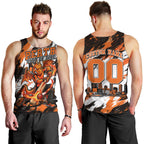 Personalised Perth Scorchers Cricket Fan Pride Men Tank Top Dynamic Flaming Dragon Art With Perth City Skyline