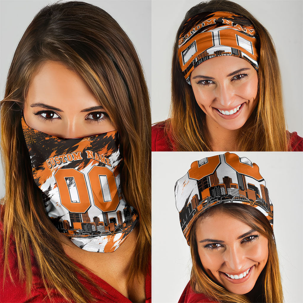 Personalised Perth Scorchers Cricket Fan Pride Neck Gaiter Dynamic Flaming Dragon Art With Perth City Skyline