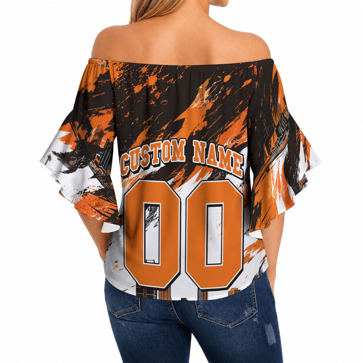 Personalised Perth Scorchers Cricket Fan Pride Off Shoulder Wrap Waist Top Dynamic Flaming Dragon Art With Perth City Skyline