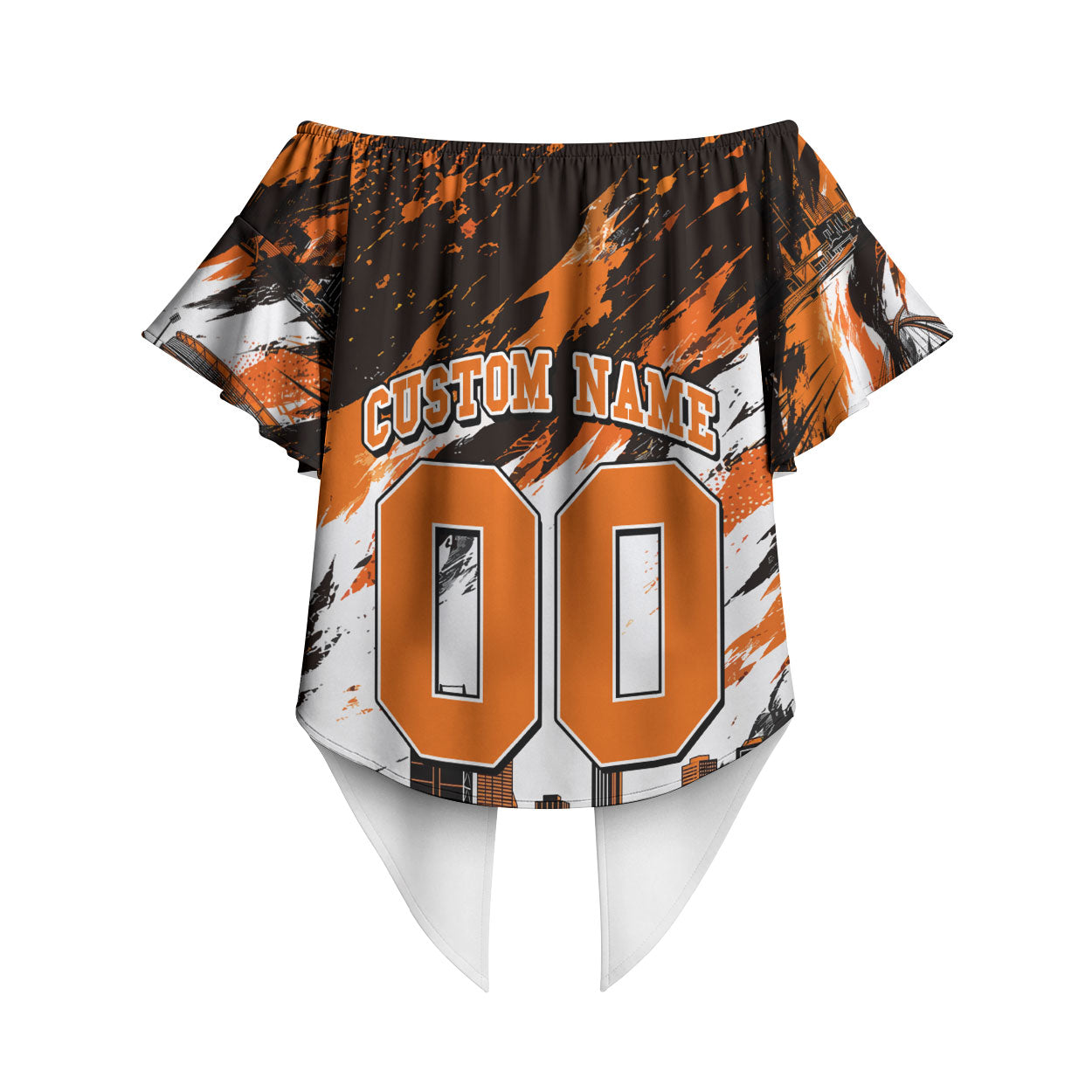 Personalised Perth Scorchers Cricket Fan Pride Off Shoulder Wrap Waist Top Dynamic Flaming Dragon Art With Perth City Skyline