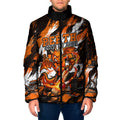 Personalised Perth Scorchers Cricket Fan Pride Padded Jacket Dynamic Flaming Dragon Art With Perth City Skyline