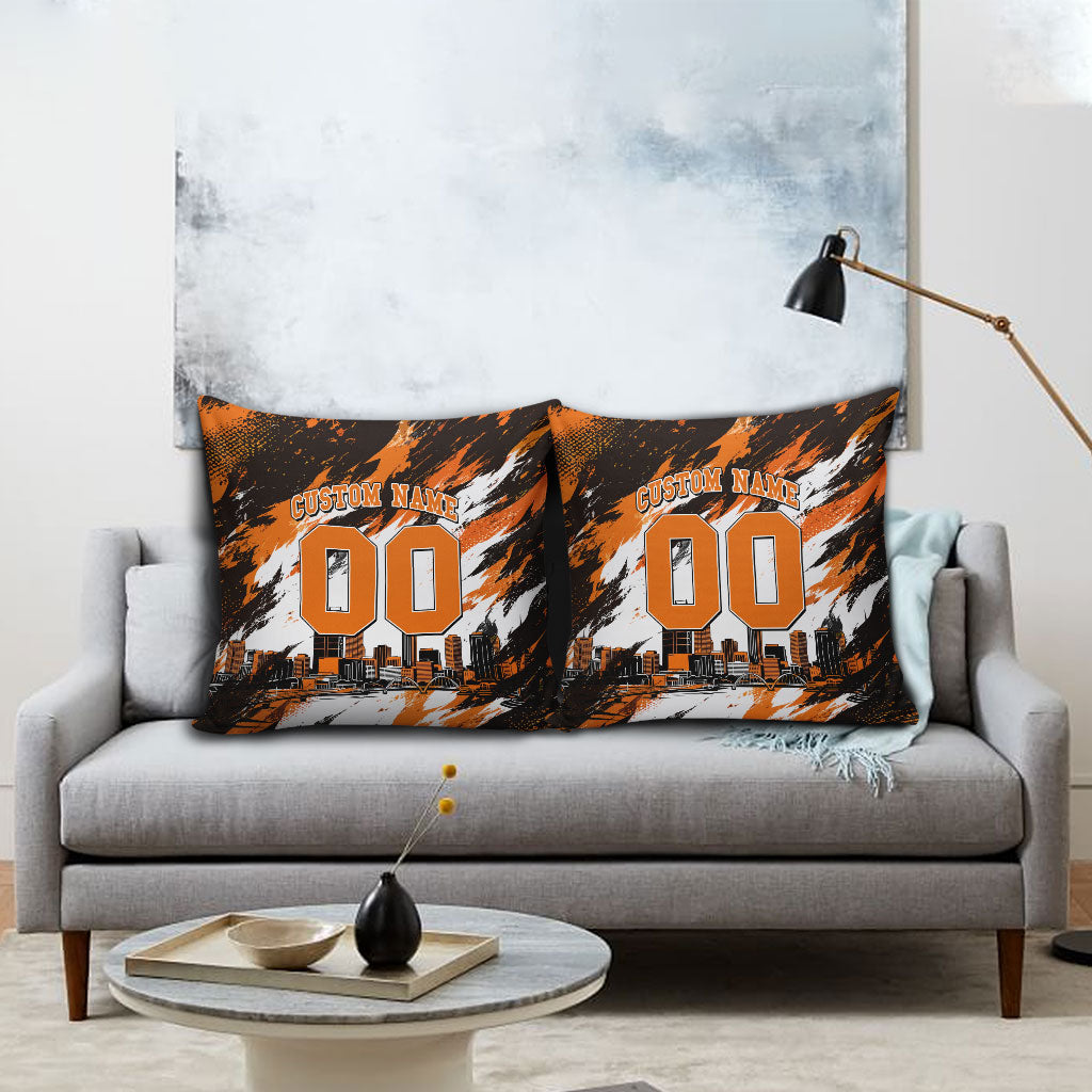 Personalised Perth Scorchers Cricket Fan Pride Pillow Cover Dynamic Flaming Dragon Art With Perth City Skyline