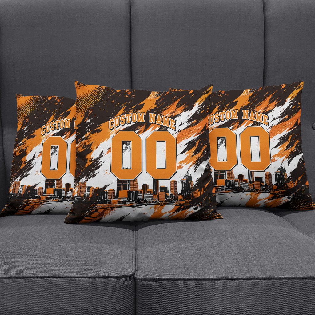 Personalised Perth Scorchers Cricket Fan Pride Pillow Cover Dynamic Flaming Dragon Art With Perth City Skyline