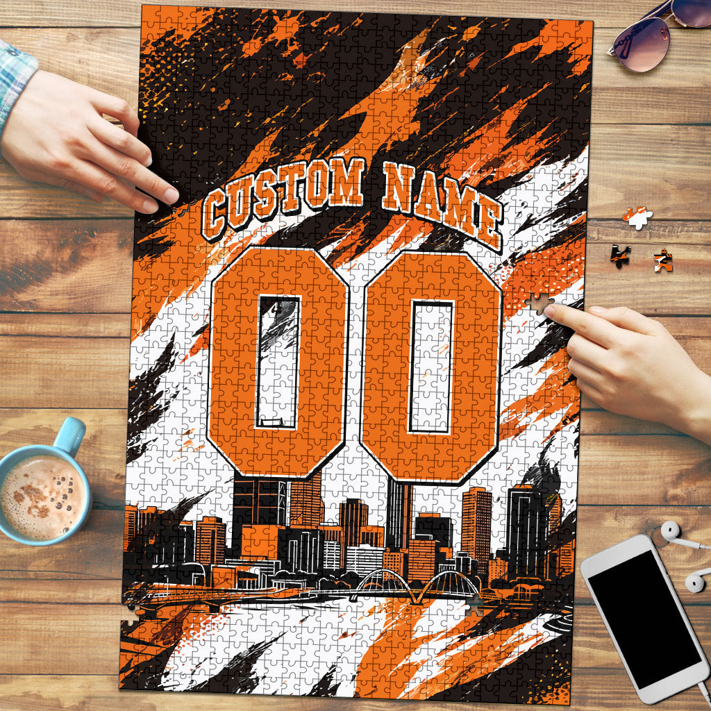 Personalised Perth Scorchers Cricket Fan Pride Puzzle Dynamic Flaming Dragon Art With Perth City Skyline