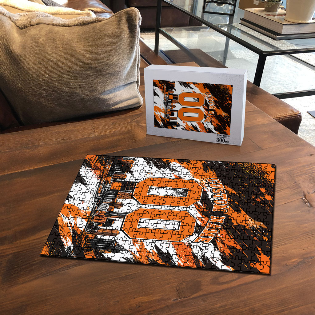 Personalised Perth Scorchers Cricket Fan Pride Puzzle Dynamic Flaming Dragon Art With Perth City Skyline