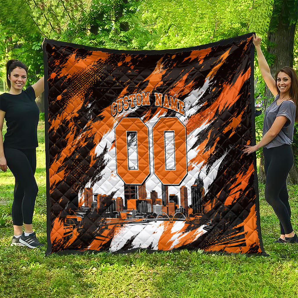 Personalised Perth Scorchers Cricket Fan Pride Quilt Dynamic Flaming Dragon Art With Perth City Skyline