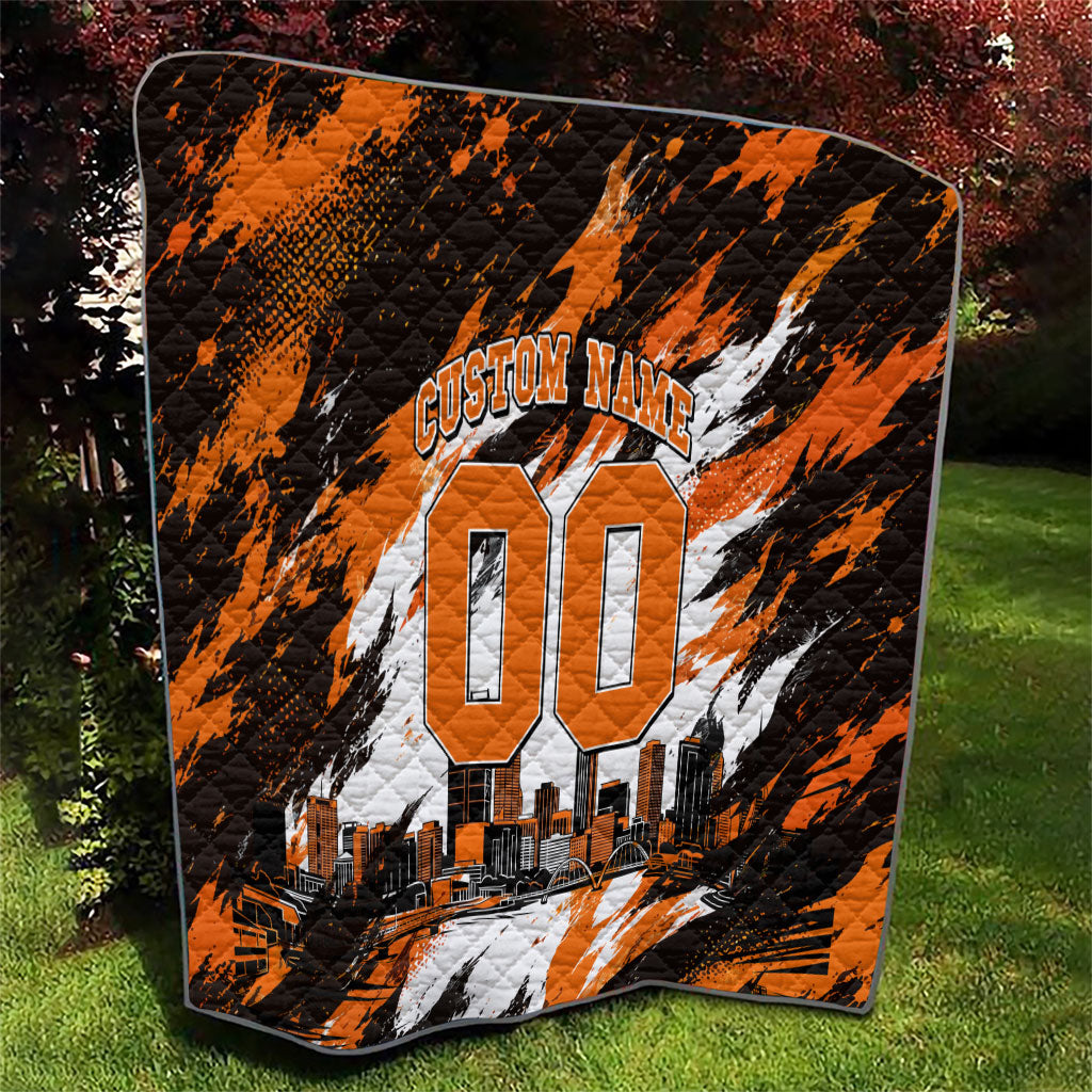 Personalised Perth Scorchers Cricket Fan Pride Quilt Dynamic Flaming Dragon Art With Perth City Skyline