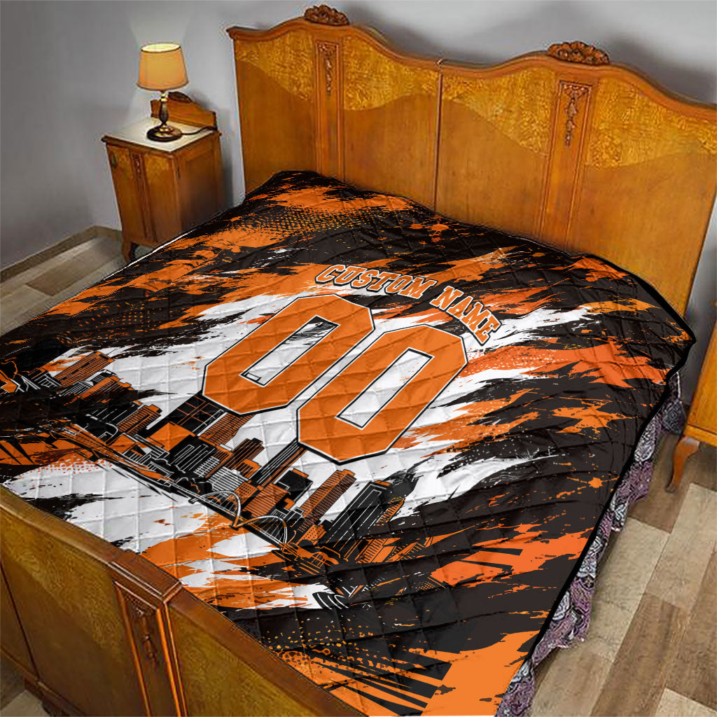 Personalised Perth Scorchers Cricket Fan Pride Quilt Dynamic Flaming Dragon Art With Perth City Skyline