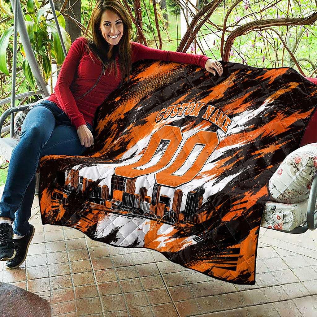 Personalised Perth Scorchers Cricket Fan Pride Quilt Dynamic Flaming Dragon Art With Perth City Skyline