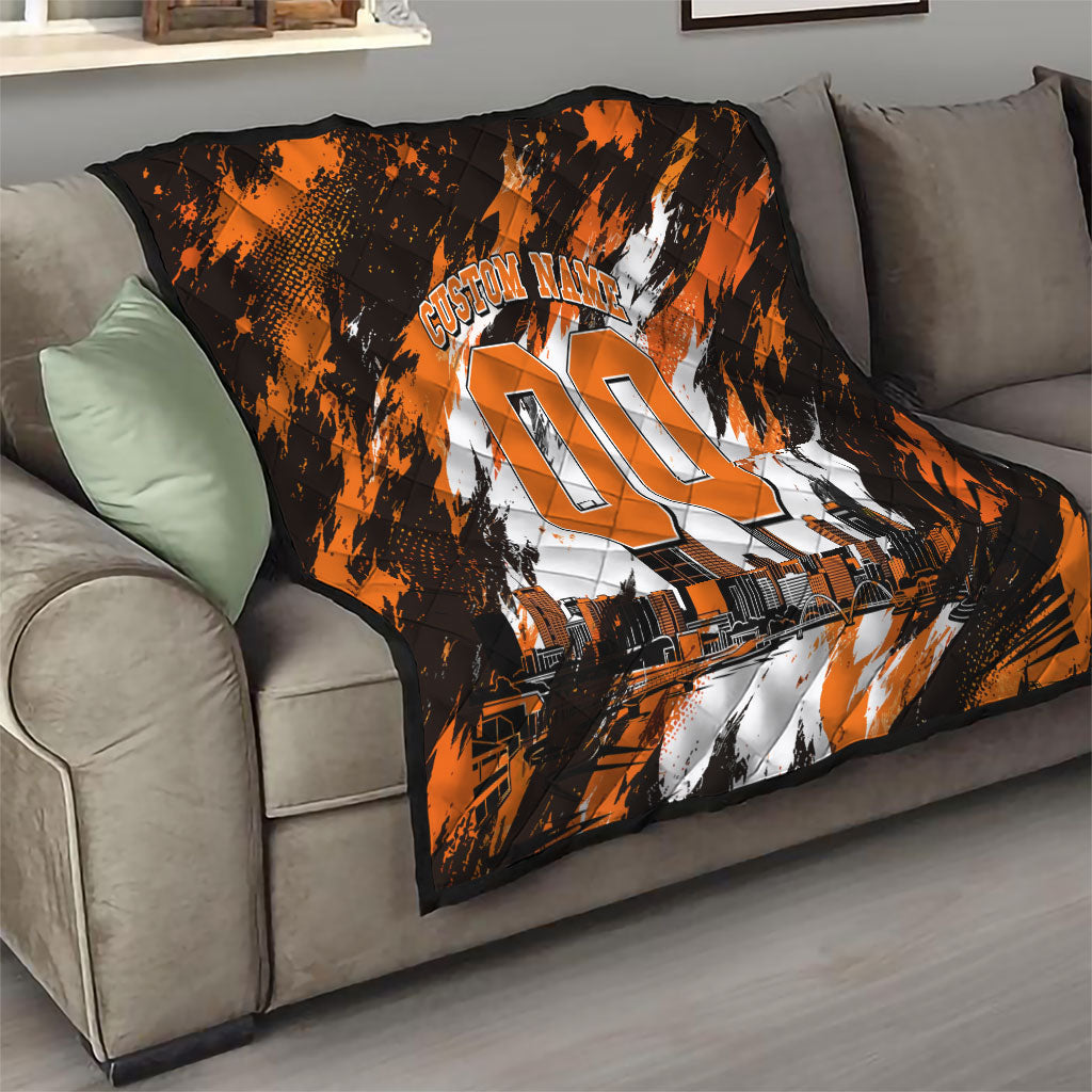 Personalised Perth Scorchers Cricket Fan Pride Quilt Dynamic Flaming Dragon Art With Perth City Skyline